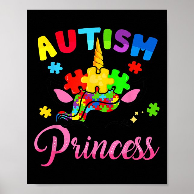 Affiche Autisme Princesse Unicorn Sensibilisation sur l'au (Devant)