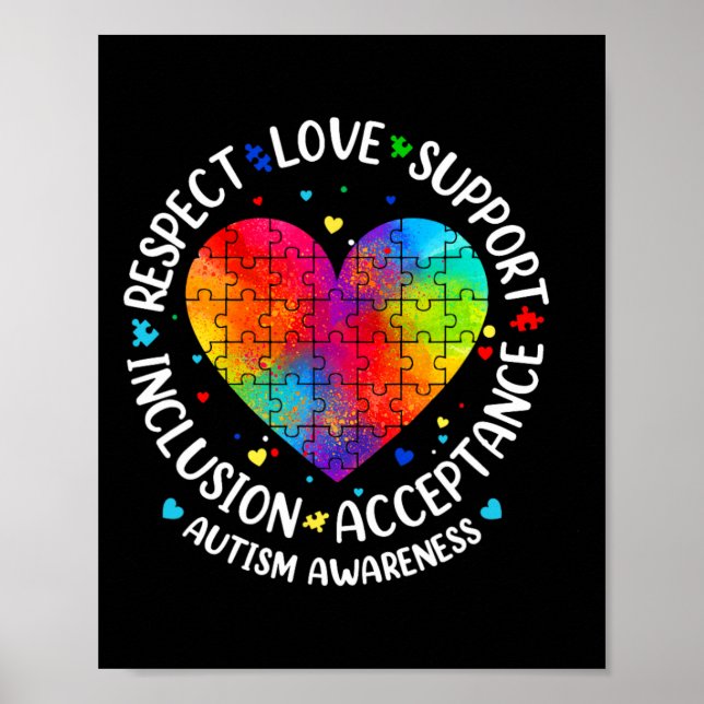 Affiche Autisme Respect Amour Inclusion Acceptation Sensib (Devant)