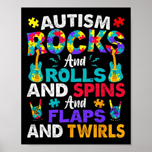 Affiche Autisme Rocks Et Rouleaux Et Sensibilisation sur l (Devant)