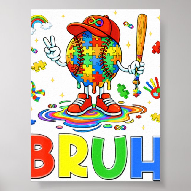 Affiche Autisme Sensibilisation Baseball Bruh énigme (Devant)