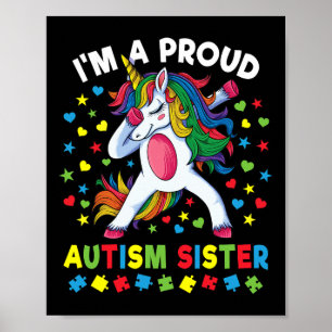 Affiche Autisme Sensibilisation Dabbing Licorne Fille Fièr