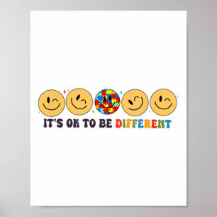 Affiche Autisme Smile Face C'est OK d'être différent drôle