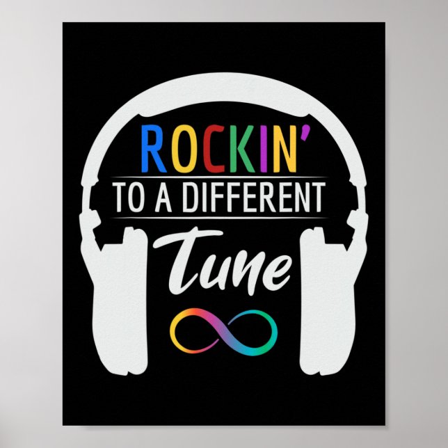 Affiche Autisme Symbole D'Infinité Rockin À Une Tune Diffé (Devant)