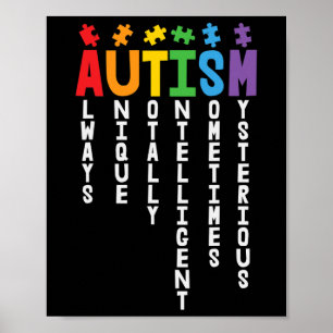 Affiche Autisme Toujours Unique Totalement Intelligent Aut
