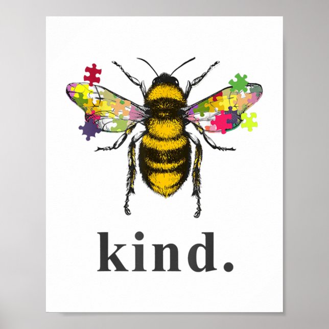 Affiche Autiste | Autisme Be Kind Beekeeper Puzzle Piece (Devant)