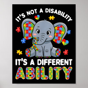 Affiche Autiste Capacité Différente Éléphant de la sensibi
