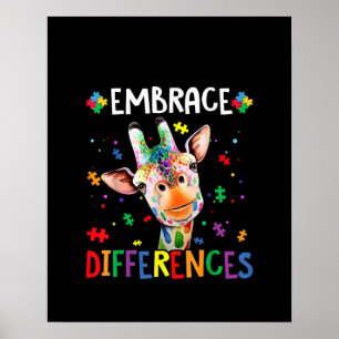 Affiche Autiste  Embrasser les différences Giraffe Puzzle