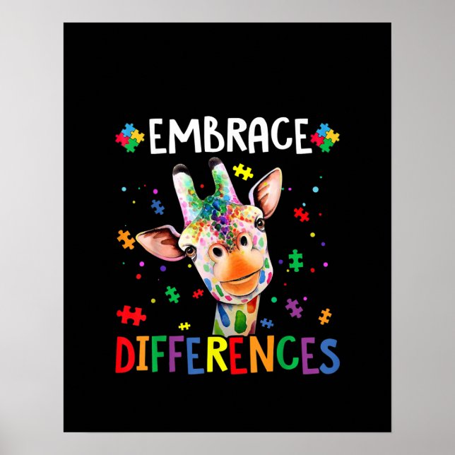 Affiche Autiste |Embrasser les différences Giraffe Puzzle  (Devant)