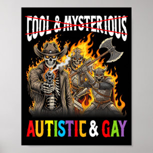 Affiche Autiste et fierté gay squelette de cowboy flamboya