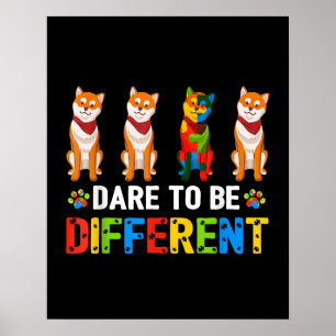 Affiche Autiste Osez Être Différent Cute Shiba Inu Dog