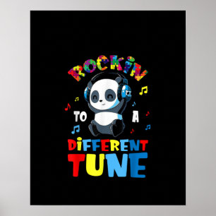 Affiche Autiste   Rockin À Un Panda Cute De Tune Différent