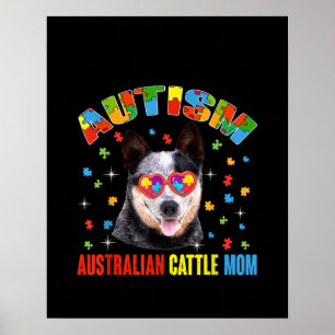 Affiche Autiste  The Australian Cattle Mom Puzzle Pièce (e