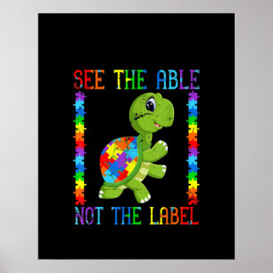 Affiche Autiste Voir Le Puzzle De La Tortue Étiquette