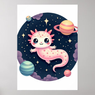 Affiche Autocollant Axolotl Cosmique Humeur Galactique
