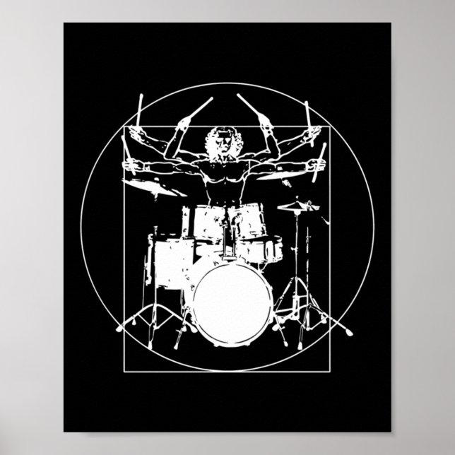 Affiche Autocollant de batteur de l'Homme de Vitruve  (Devant)