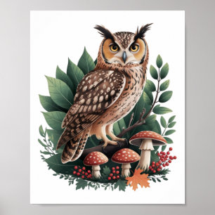 Affiche Autocollant de champignon esthétique Cottagecore c