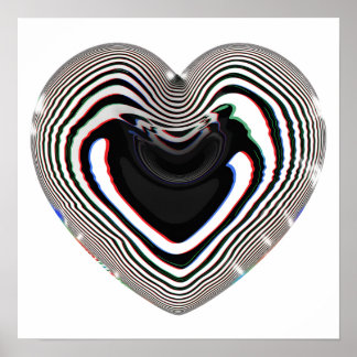 Affiche Autocollant de cœur cyber holographique défectueux