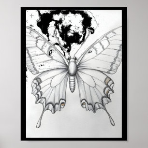 Affiche Autocollant de dessin au crayon papillon monarque