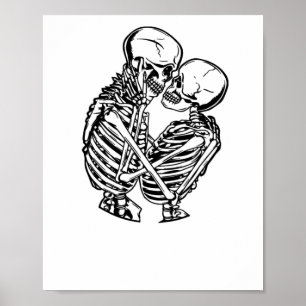 Affiche Autocollant de squelettes s'embrassant d'amour éte