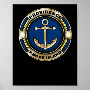 Affiche Autocollant emblème d'ancre de Providence Rhode Is