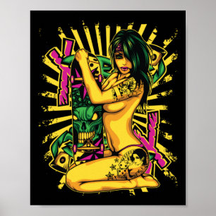 Affiche Autocollant féminin Afro