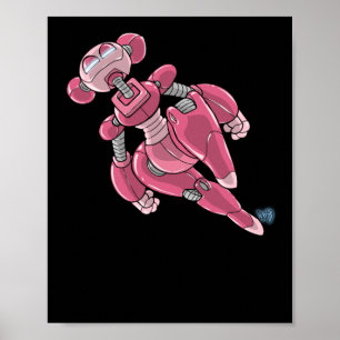 Affiche Autocollant Fille Anime Robot Rose