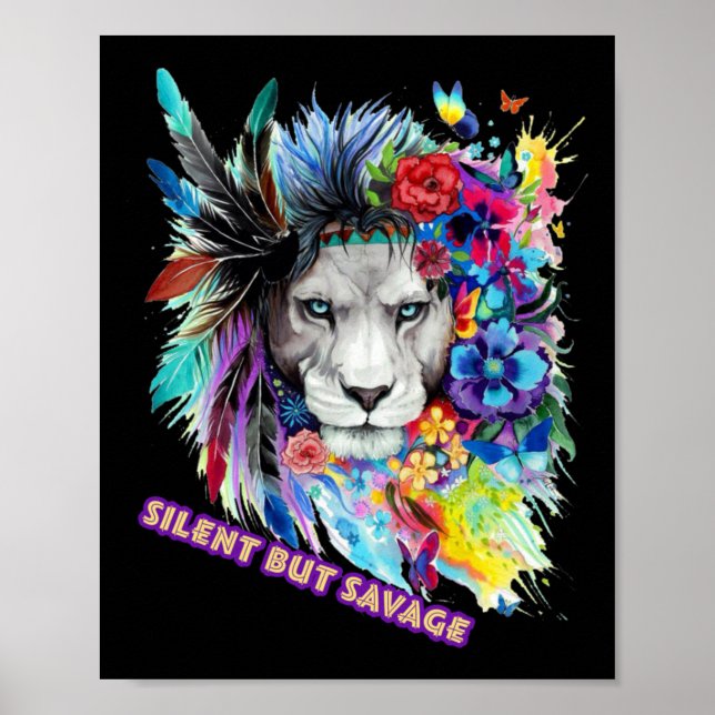Affiche Autocollant Lion Sauvage  (Devant)
