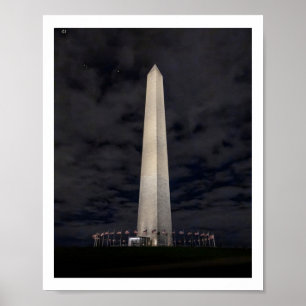 Affiche Autocollant Monument Washington la nuit 