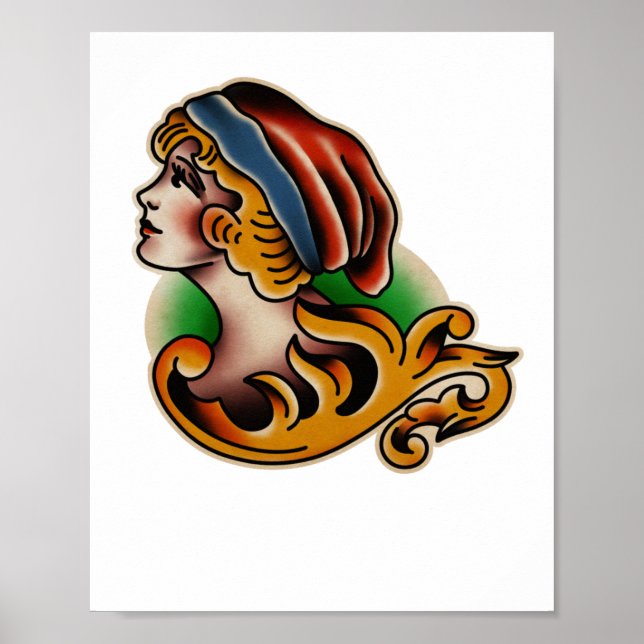 Affiche Autocollant Trad Tattoo 004  (Devant)