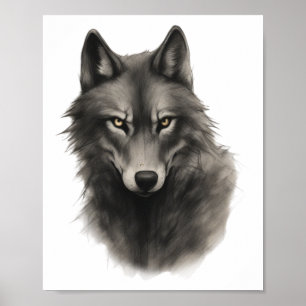 Affiche Autocollant visage de loup