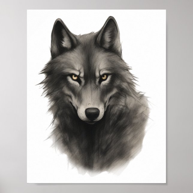 Affiche Autocollant visage de loup (Devant)