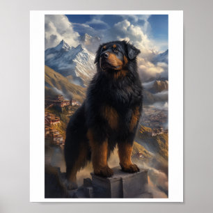 Affiche Autocollant Vue Montagneuse Mastiff Tibétain