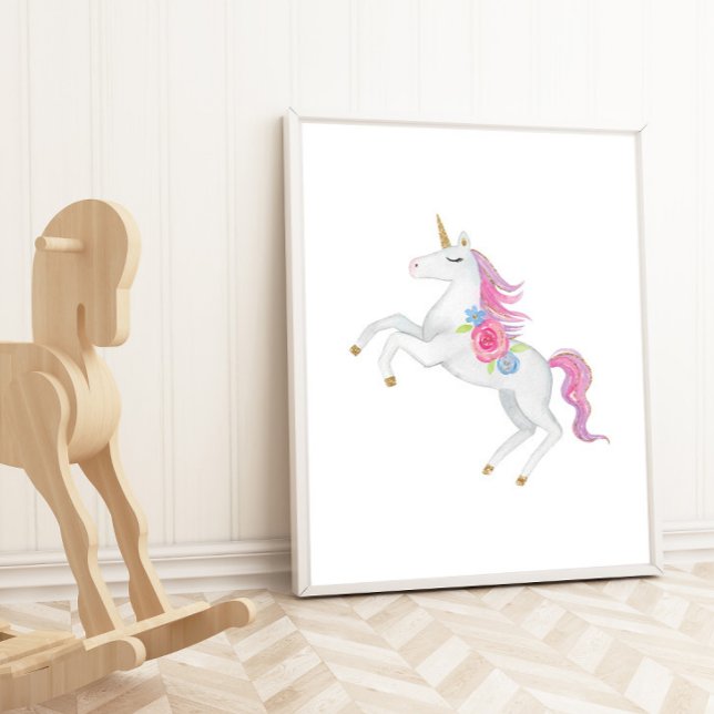 Affiche Autocollants muraux Licorne fille aquarelle pour c (Créateur téléchargé)