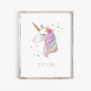 Affiche Autocollants muraux pour chambre de licorne mignon