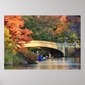 Affiche Automne à Central Park : Bateaux de Bow Bridge #01