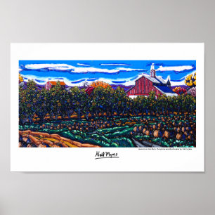 Affiche "Automne à la ferme, Citrouilles et tournesols"