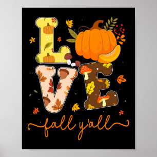 Affiche Automne Amour Citrouille Automne Y'all Automne lai