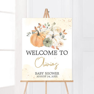 Affiche Automne Automne Floral Citrouille Baby shower Bien