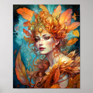 Affiche Automne Automne Reine Déesse Imaginaire Art