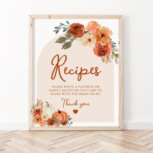 Affiche Automne Boho Terracotta Citrouille Recettes Fêtes 