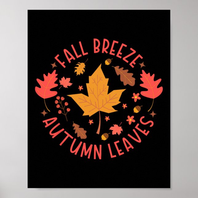 Affiche Automne Breeze Automne Feuilles D'Érable Mignonnes (Devant)