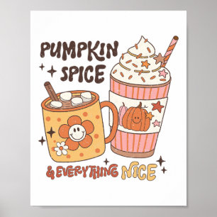 Affiche Automne Café Latte Épicé à la Citrouille Glacé Cha