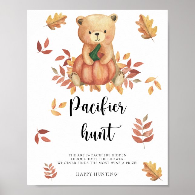 Affiche Automne - chasse à la pacifier baby shower de jeu  (Devant)