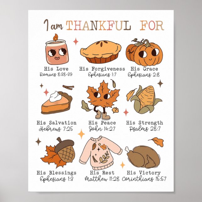 Affiche Automne Christian Thanksgiving Bible Verse Je Suis (Devant)