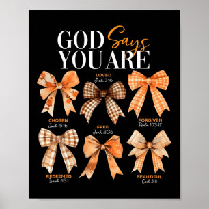 Affiche Automne Christian Thanksgiving Coquette Bow God Sa
