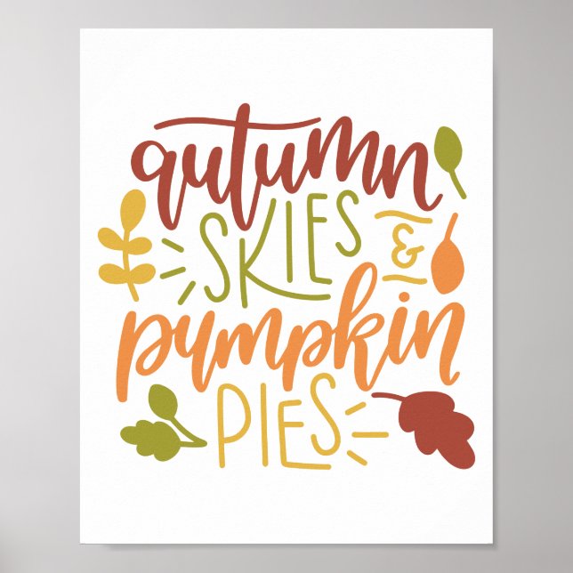 Affiche Automne Ciels et Citrouille Pies Typographie (Devant)
