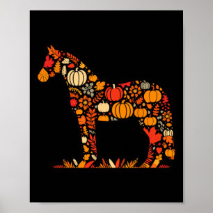 Affiche Automne Citrouille Automne Cheval Thanksgiving Fem