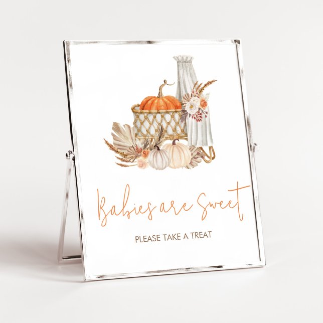 Affiche Automne Citrouille Automne Chute dans l'amour Les  (Boho Orange Pumpkin Baby Shower Babies are Sweet Sign)