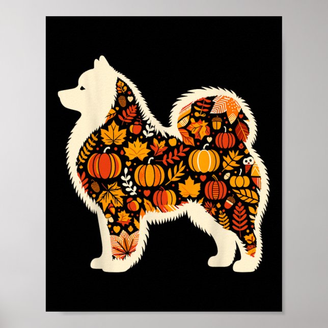 Affiche Automne Citrouille Automne Chute Samoyé Thanksgivi (Devant)