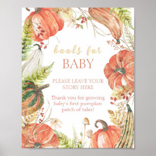 Affiche Automne Citrouille Floral Baby showers Livres Pour